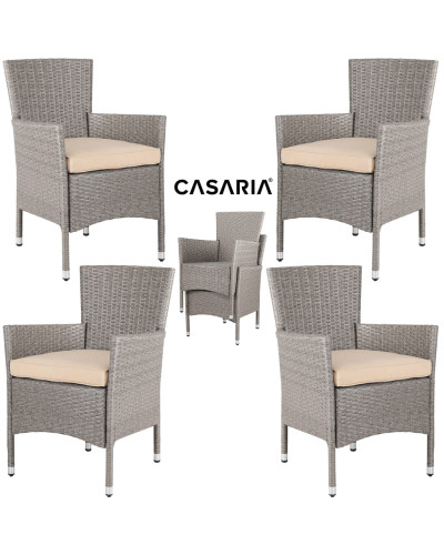 Garden Chairs Set of 4 Rattan Cream Beige